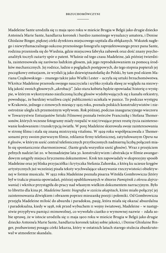 Brzuchomówczyni, tekst/ papier, 2011