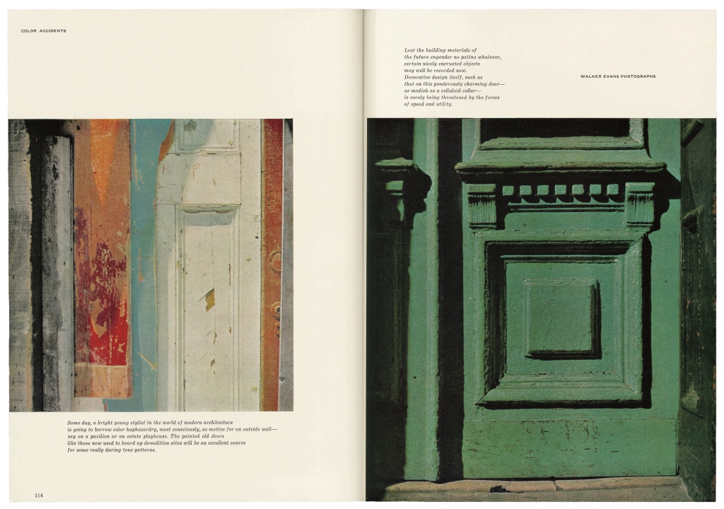 Walker Evans, //Przypadki kolorystyczne//, „Architectural Forum”, styczeń 1958. Dzięki uprzejmości The Metropolitan Museum of Art