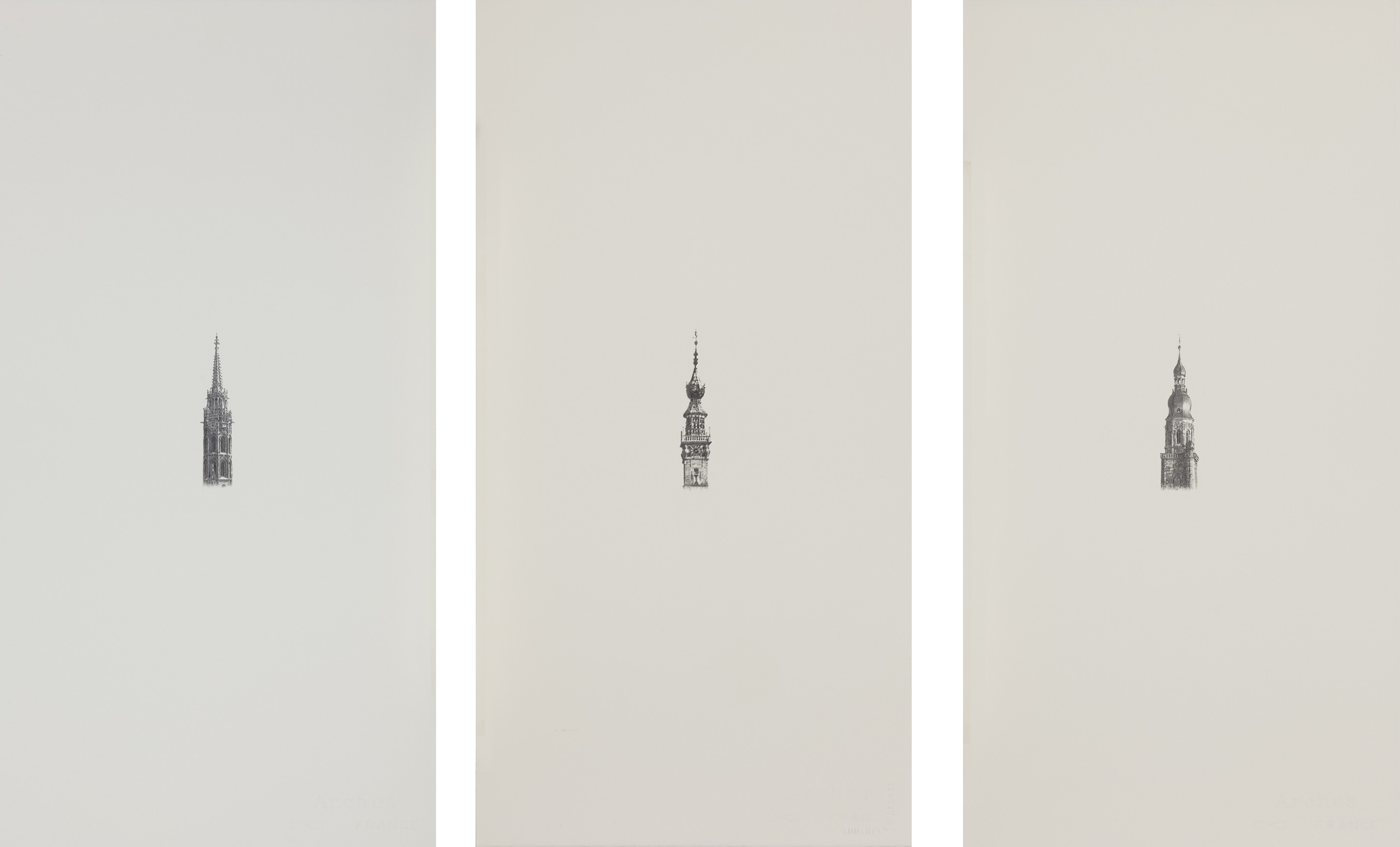 Shinji Ogawa, //Peace Of Mind (portable) I–III//, 2011, pencil on paper, 57.5 × 29.3 cm 