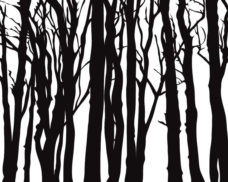 Julian Opie, //Dębowy las//. 2014, winyl na ścianie, wymiary site specific, dzięki uprzejmości artysty