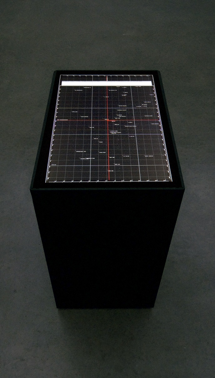 Ryoji Ikeda, //data.scan//, instalacja audiowizualna, 2009–, © Ryoji Ikeda fot. Scott Massey, dzięki uprzejmości Surrey Art Gallery