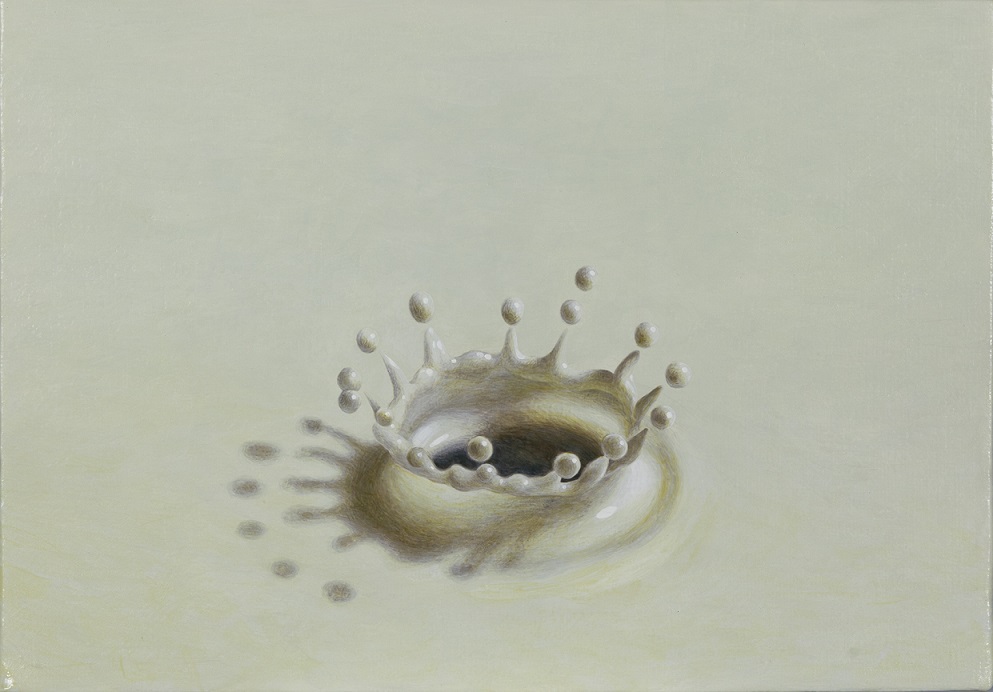 Shinji Ogawa, //Mleczna korona//, 2007, akryl na płótnie, 18 × 26 cm, Kolekcja MOCAK-
