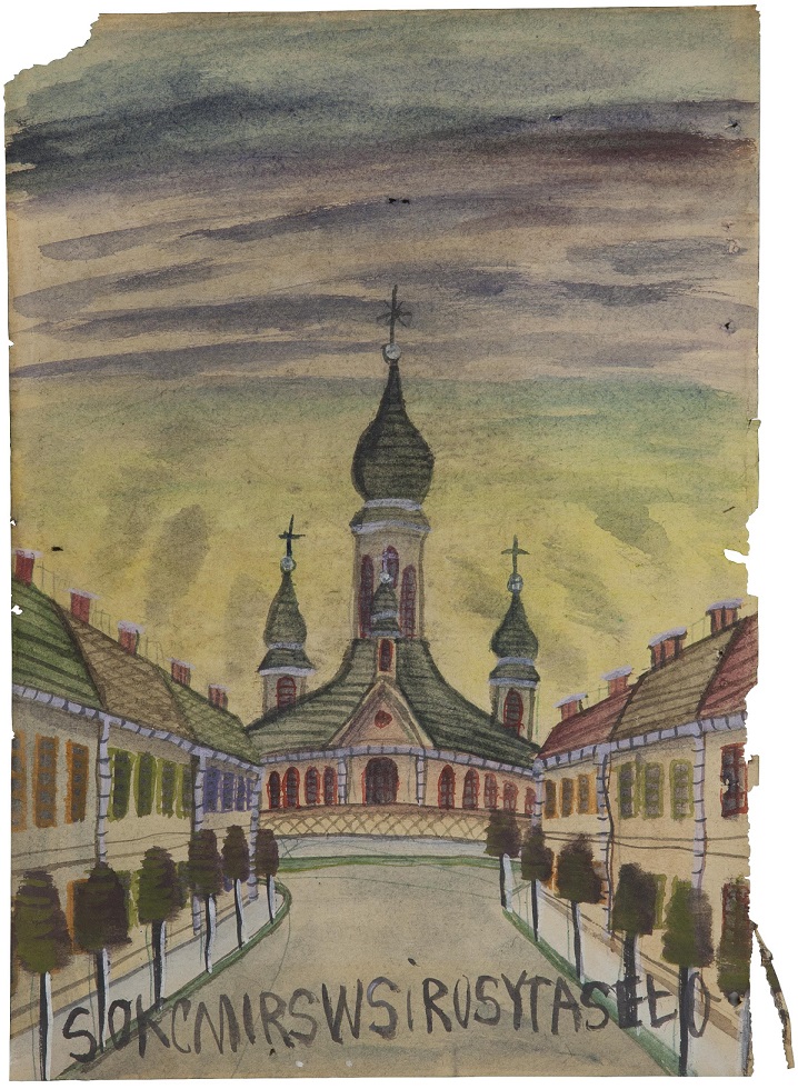 Nikifor Krynicki, lata 60., gwasz / papier, 29,5 × 20,8 cm, kolekcja prywatna
