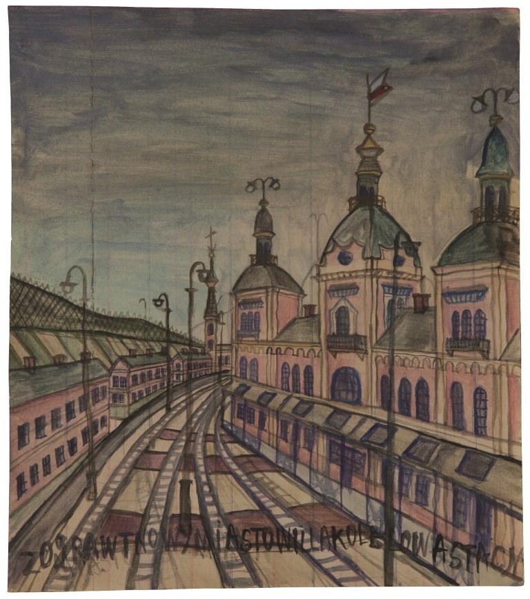 Nikifor Krynicki, lata 30., akwarela / papier, 28 × 24,8 cm, kolekcja prywatna