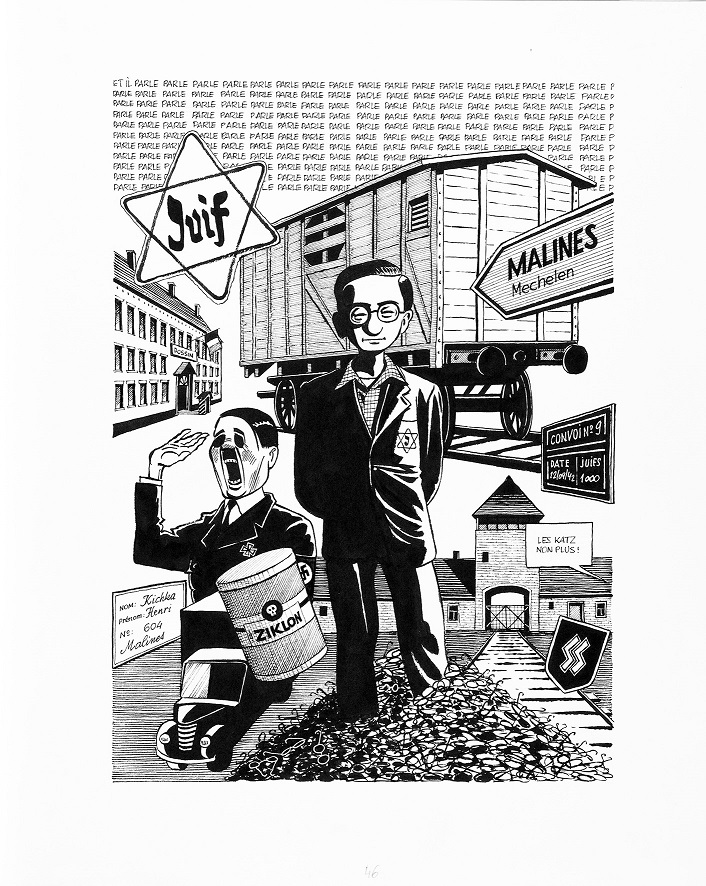 Michel Kichka, //Drugie pokolenie. Czego nie powiedziałem swojemu ojcu (Deuxième génération. Ce que je n’ai pas dit à mon père)//, 2012, komiks, 35,5 × 43,3 cm, dzięki uprzejmości Dargaud-Lombard-Dupuis Paris