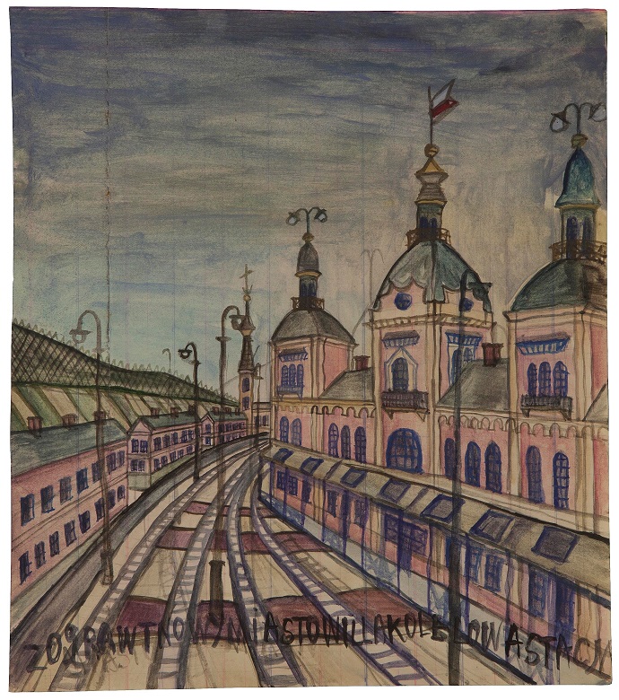 Nikifor Krynicki, lata 30., akwarela / papier, 28 × 24,8 cm, kolekcja prywatnaja prywatna