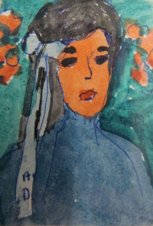 Alina Dawidowicz, akwarela / papier, 6,4 × 4,7 cm, kolekcja prywatna