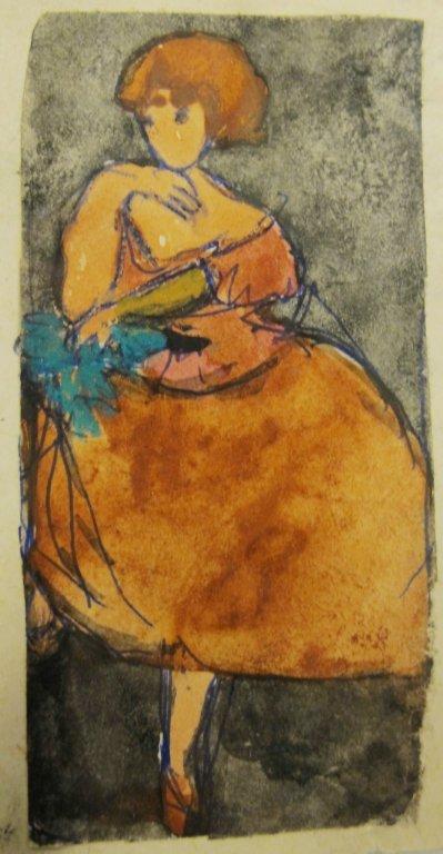 Alina Dawidowicz, akwarela / papier, 9,5 × 5,5 cm, kolekcja prywatna