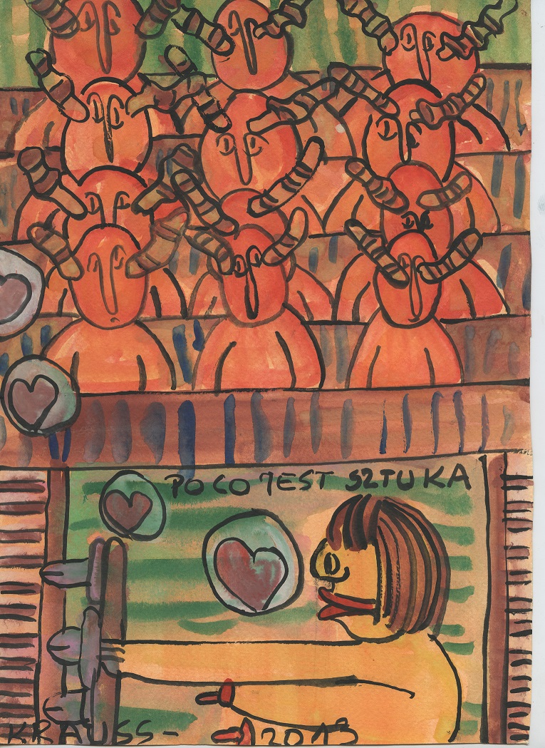 Marek Krauss, //Studies//, from the series //What Art Is For, Family Life//, 2013, gouache / cardboard, 29.7 × 21 cm, MOCAK Collection
