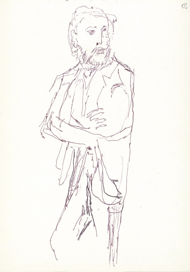 Zbigniew Herbert, około 1998, długopis / papier, 14,8 ×10,5  cm, ze zbiorów Biblioteki Narodowej w Warszawie