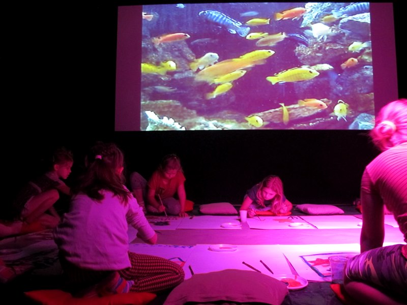 Warsztaty //Światło, kolor, dźwięk// z cyklu //Twórcza Kolekcja//, Dział Edukacji MOCAK-u, 23.8.2015