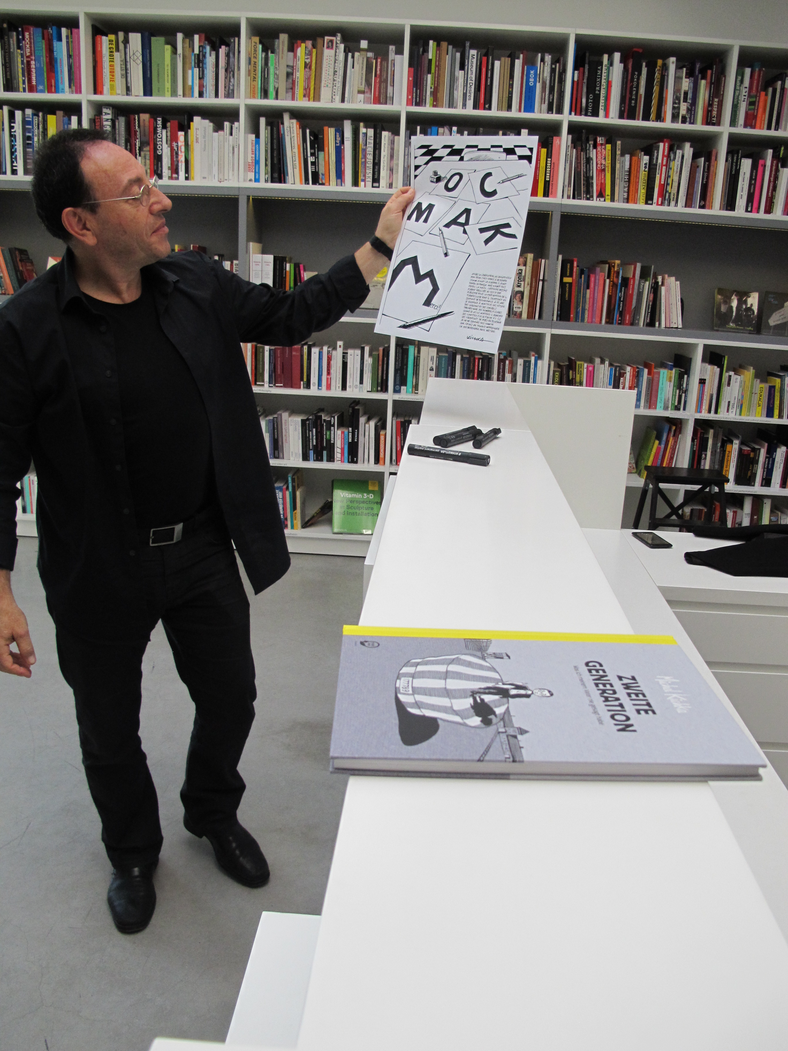 Warsztaty z Michelem Kichką podczas Nocy Muzeów, 15.5.2015, Biblioteka MOCAK-u