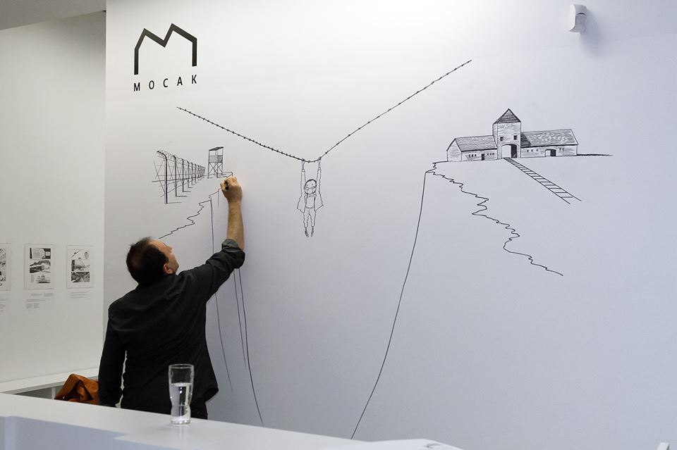 Michel Kichka podczas Nocy Muzeów w MOCAK-u, 15.5.2015, Biblioteka MOCAK-u