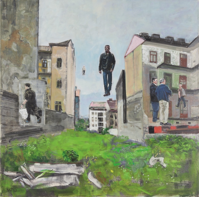 Csaba Nemes, //Z dala od morza//, 2013, z cyklu //Imię ojca: Csaba Nemes//, olej / płótno, 150 × 150, Kolekcja MOCAK-u