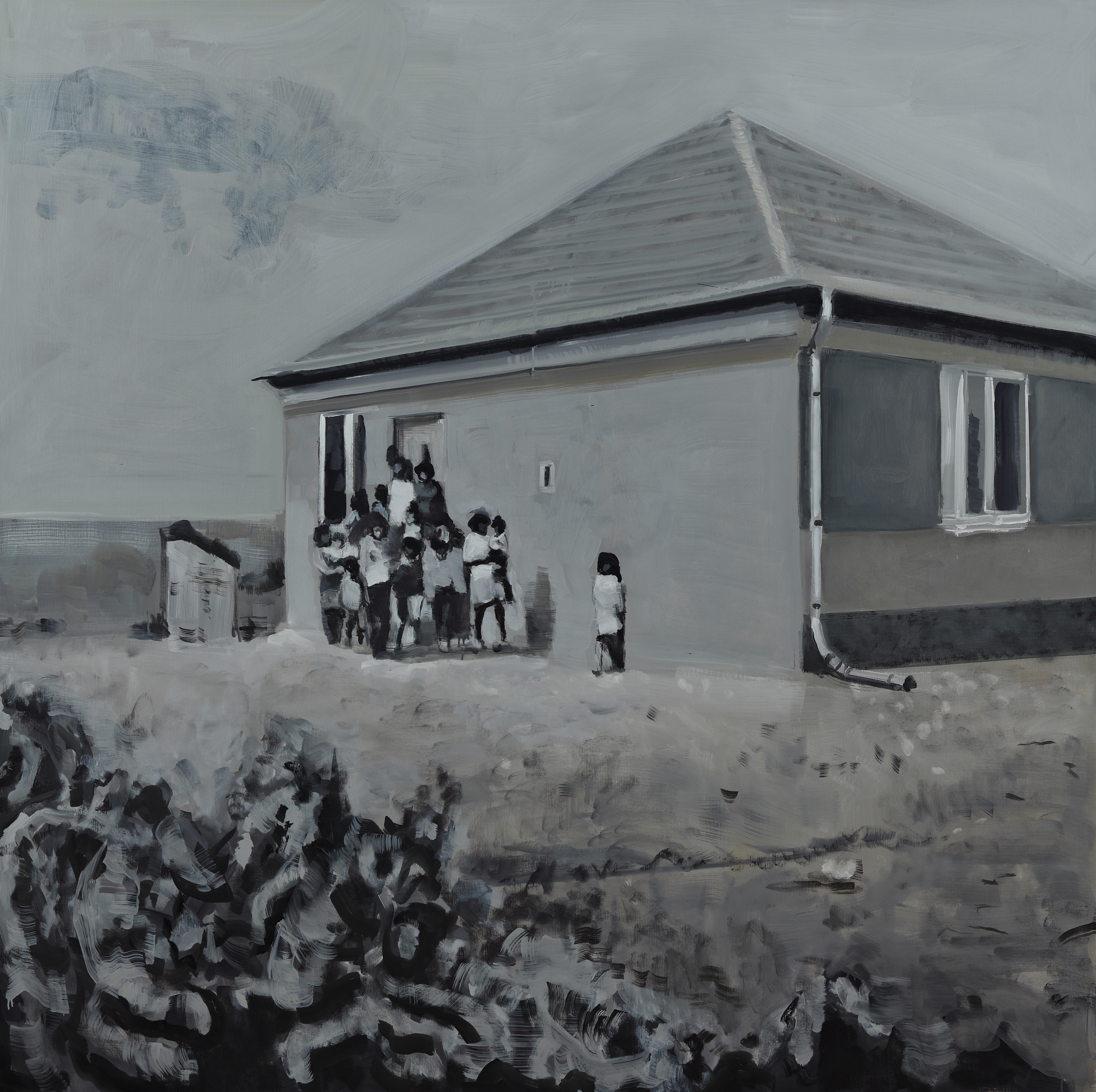 Csaba Nemes, //Rodzina Romów//, 2009, z cyklu //Imię ojca: Csaba Nemes//, olej / płótno, 200 × 200 cm, courtesy Knoll Galleries Vienna & Budapest