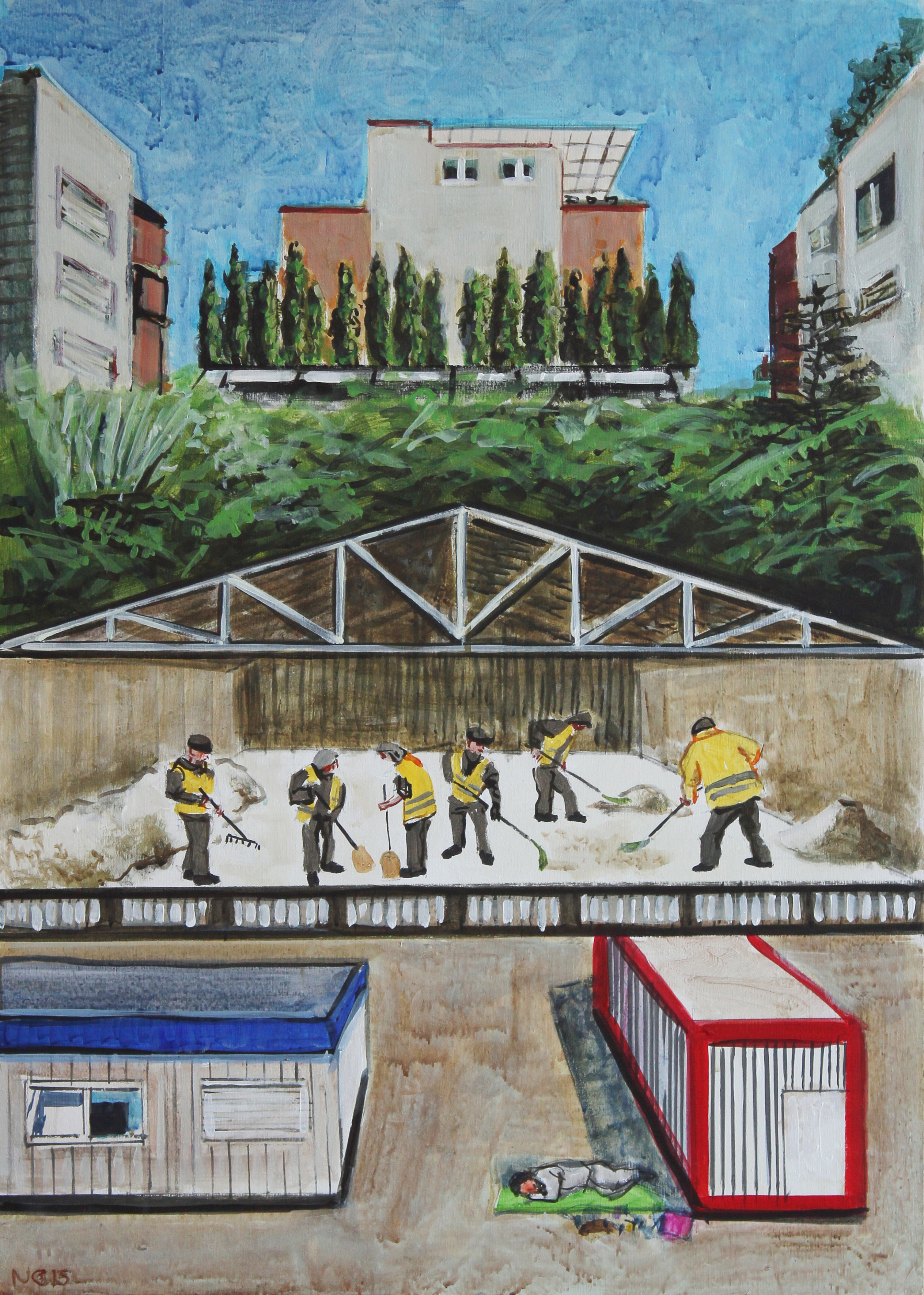 Csaba Nemes, Aktywa zamrożone, 2015, z cyklu //Aktywa zamrożone//, akryl / drewno, 70 × 50 cm, courtesy Knoll Galleries Vienna & Budapest