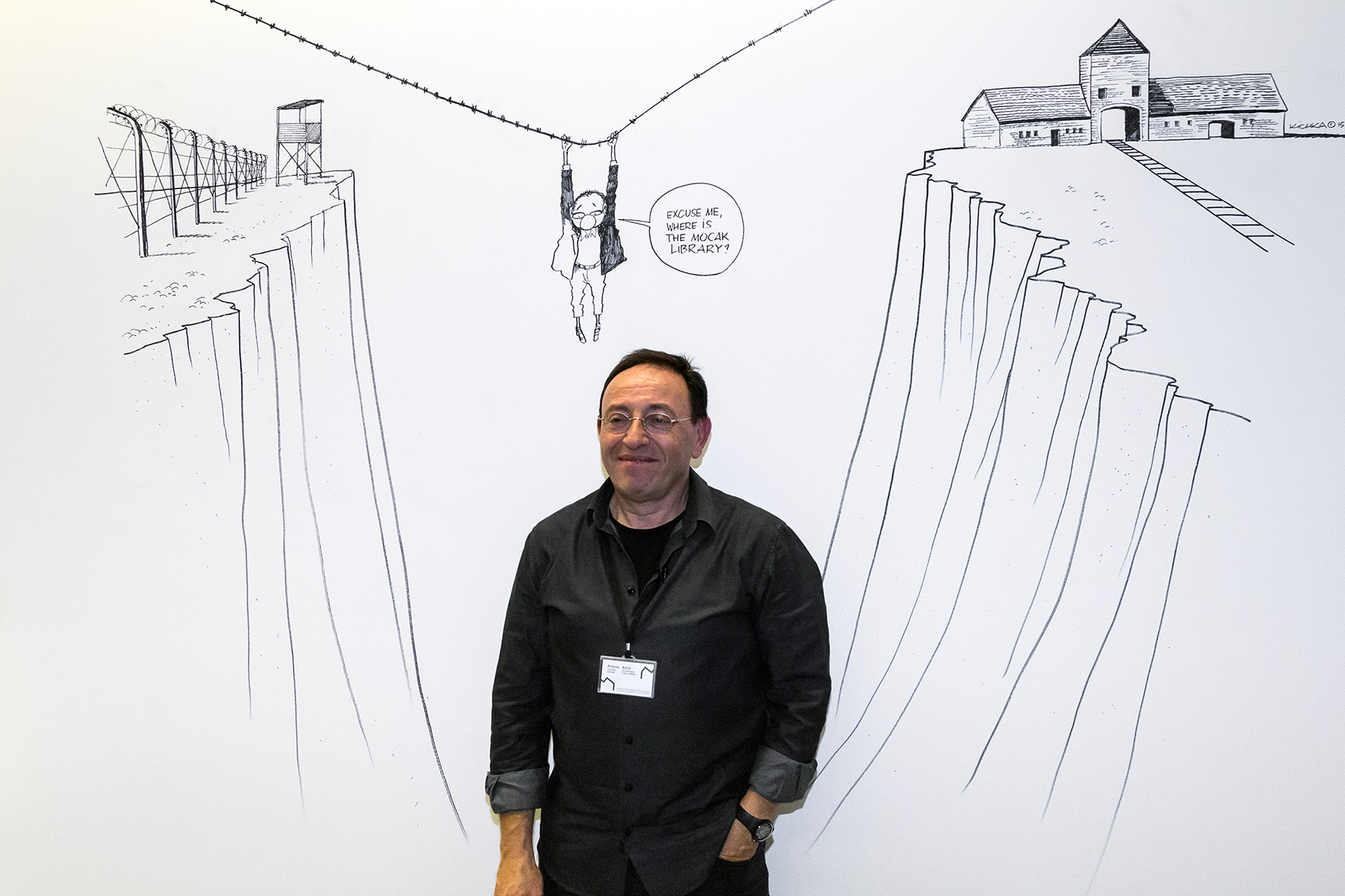 Michel Kichka podczas Nocy Muzeów w MOCAK-u, 15.5.2015, Biblioteka MOCAK-u