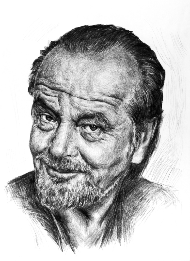 Tomasz Wiatr, //Jack Nicholson//, 2014, ołówek / papier, 59 × 42 cm. Courtesy of T. Wiatr