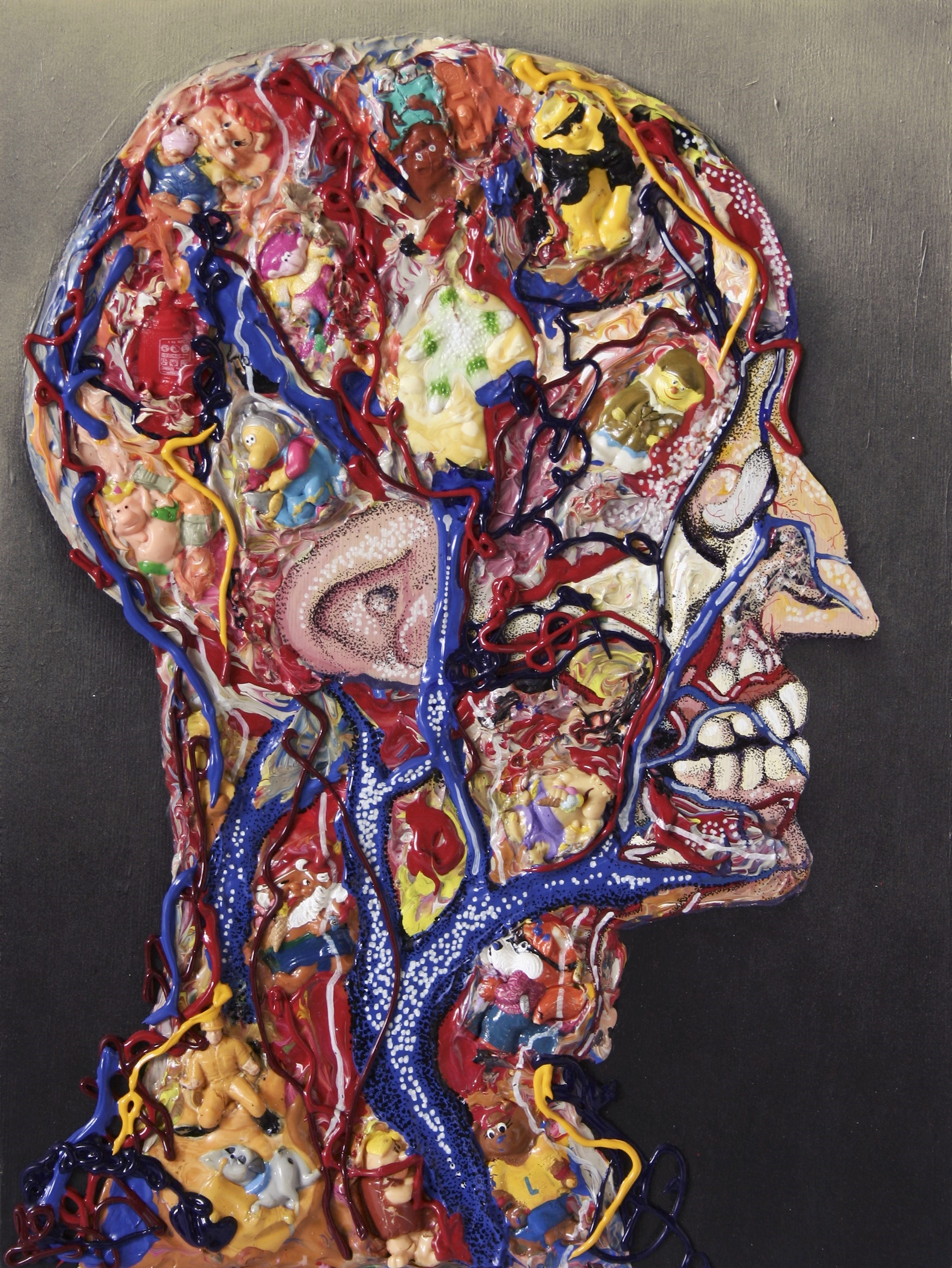 Marta Antoniak, z cyklu //Plastikowe gardło//, 2013, akryl, olej, plastik / płyta pilśniowa, płótno, fot. z archiwum artysty