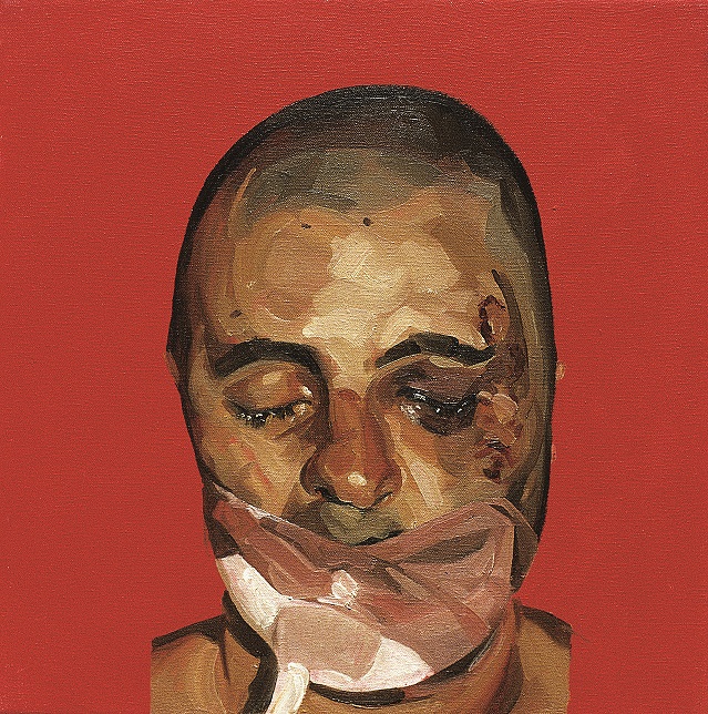 Mark Gilbert, //Chris P. I//, 1999–2000, olej / płótno, 45,72 × 45,72 cm, courtesy of Saving Faces, Mark Gilbert, Professor Iain Hutchison