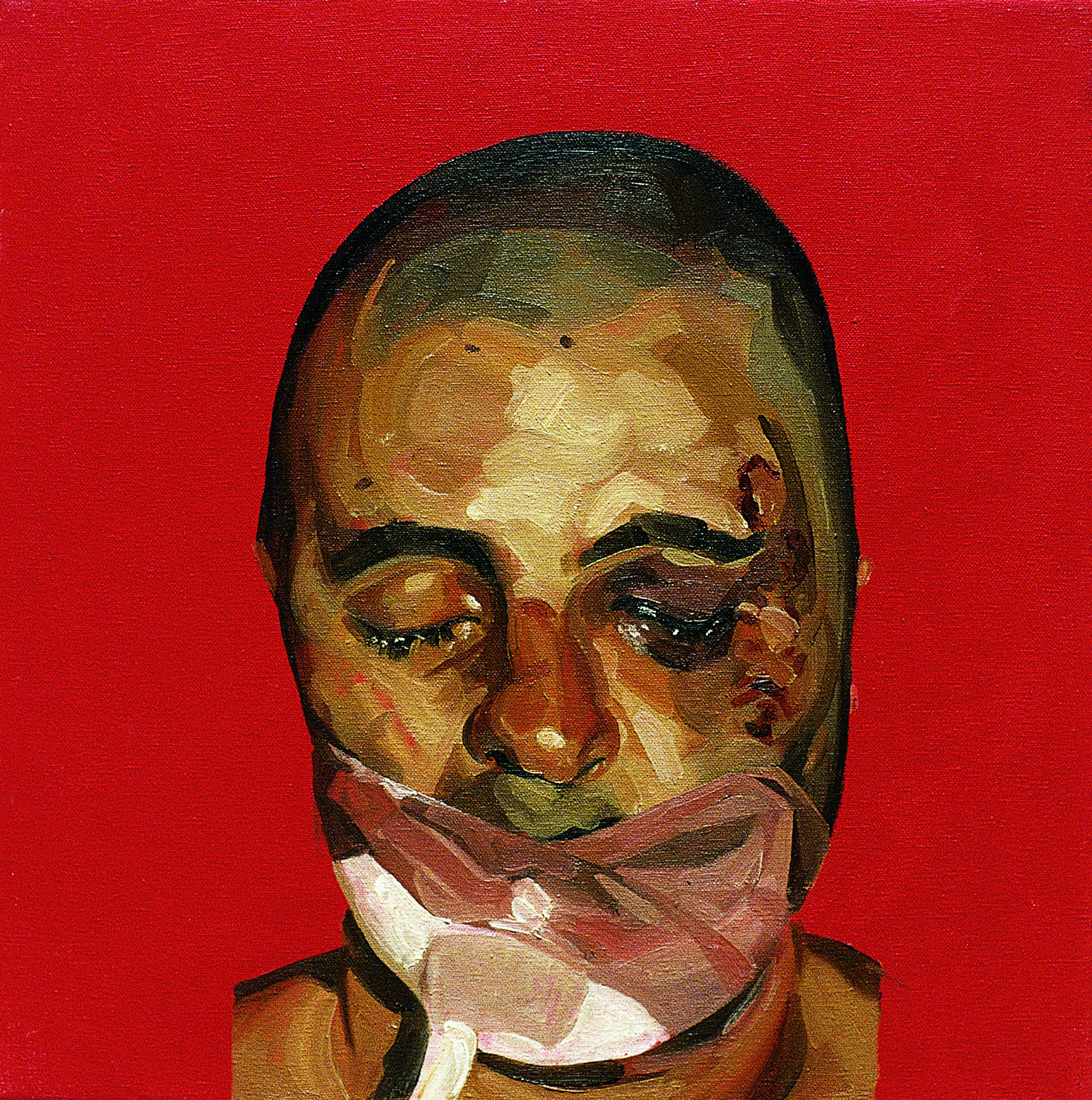 Mark Gilbert, //Chris P. I//, 1999–2000, oil / canvas, 45.72 × 45.72 cm, courtesy of Saving Faces, Mark Gilbert, Professor Iain Hutchison