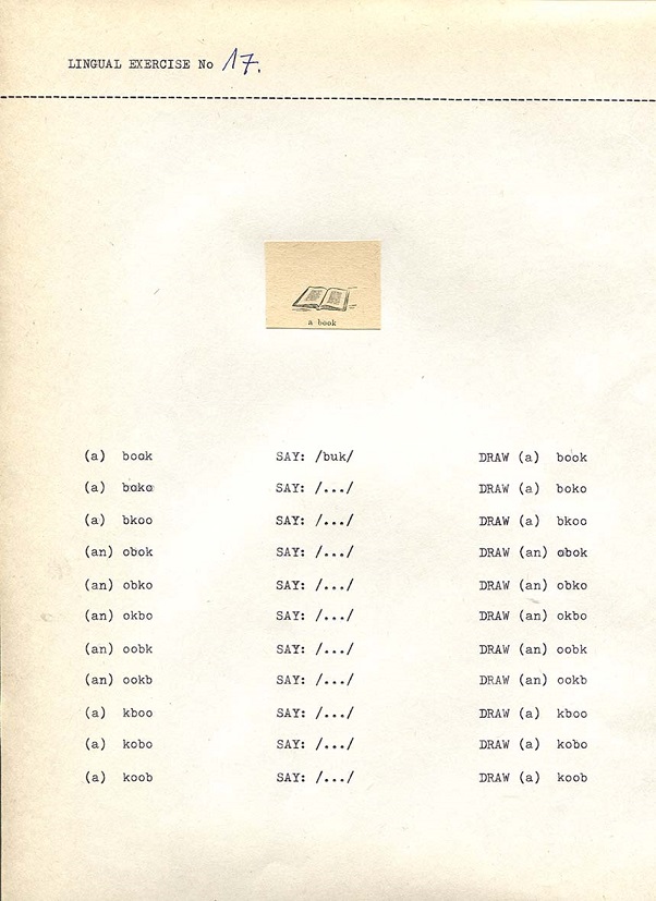 Jarosław Kozłowski, //Ćwiczenia lingwistyczne//, 1972, druk / papier, 32 × 22 cm, courtesy J. Kozłowski