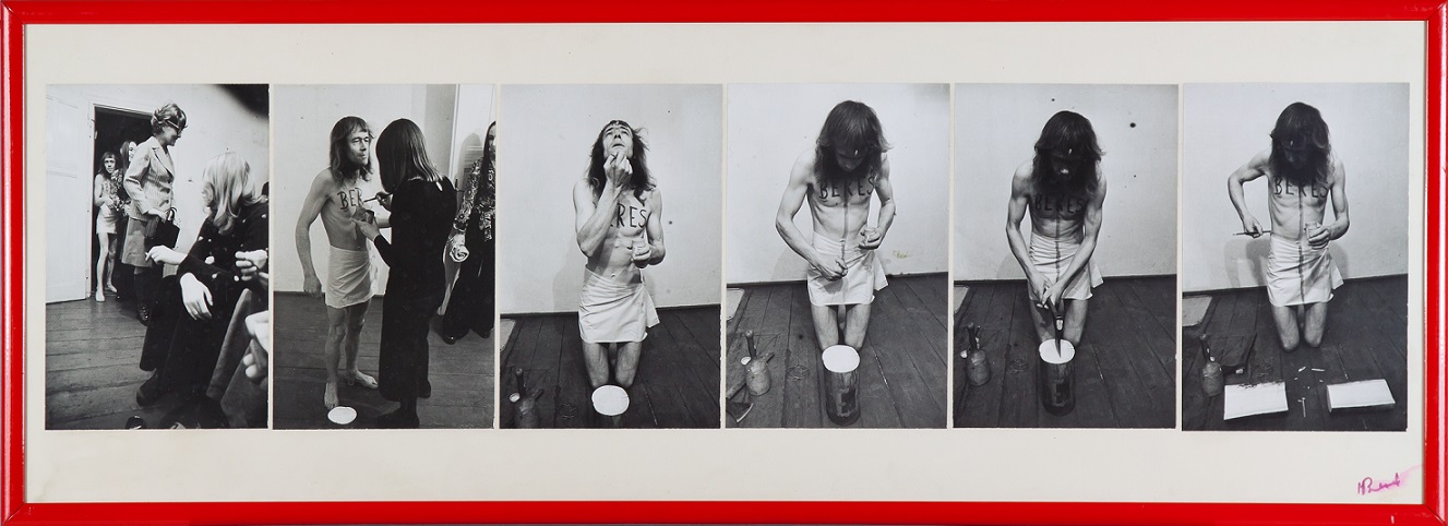 Jerzy Bereś, //Licytacja//, 1973, fotografie z performansu, 35 × 99 cm, Archiwum MOCAK-u