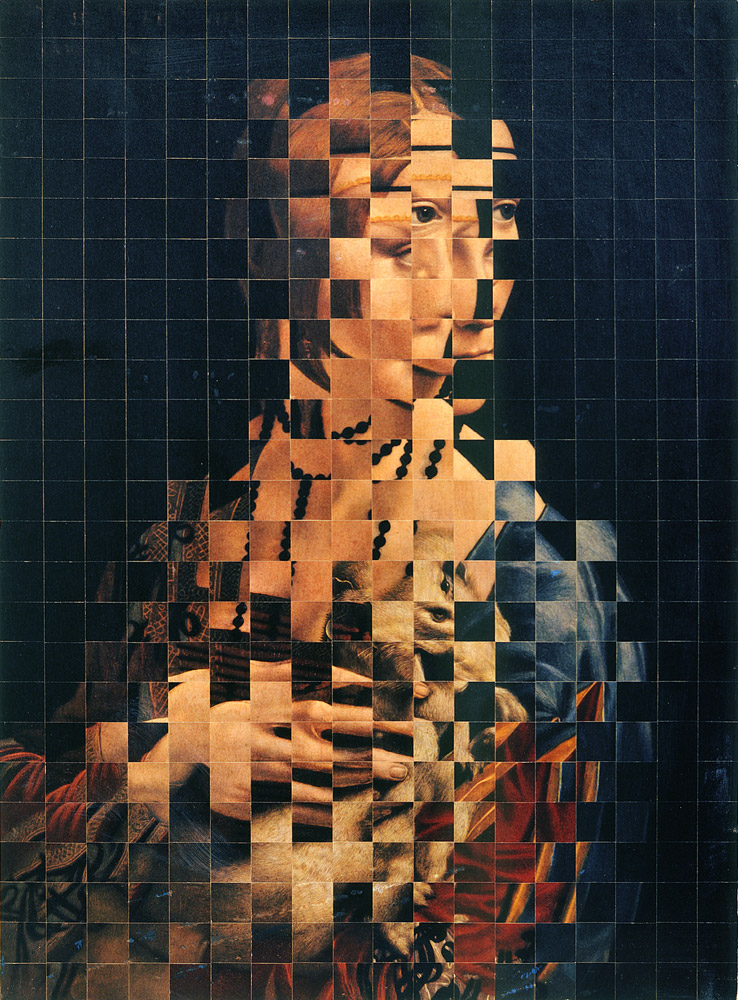 Jiří Kolář, //Dama z łasiczką//, 1966, rolaż i chiasmaz, dzięki uprzejmości Neues Museum