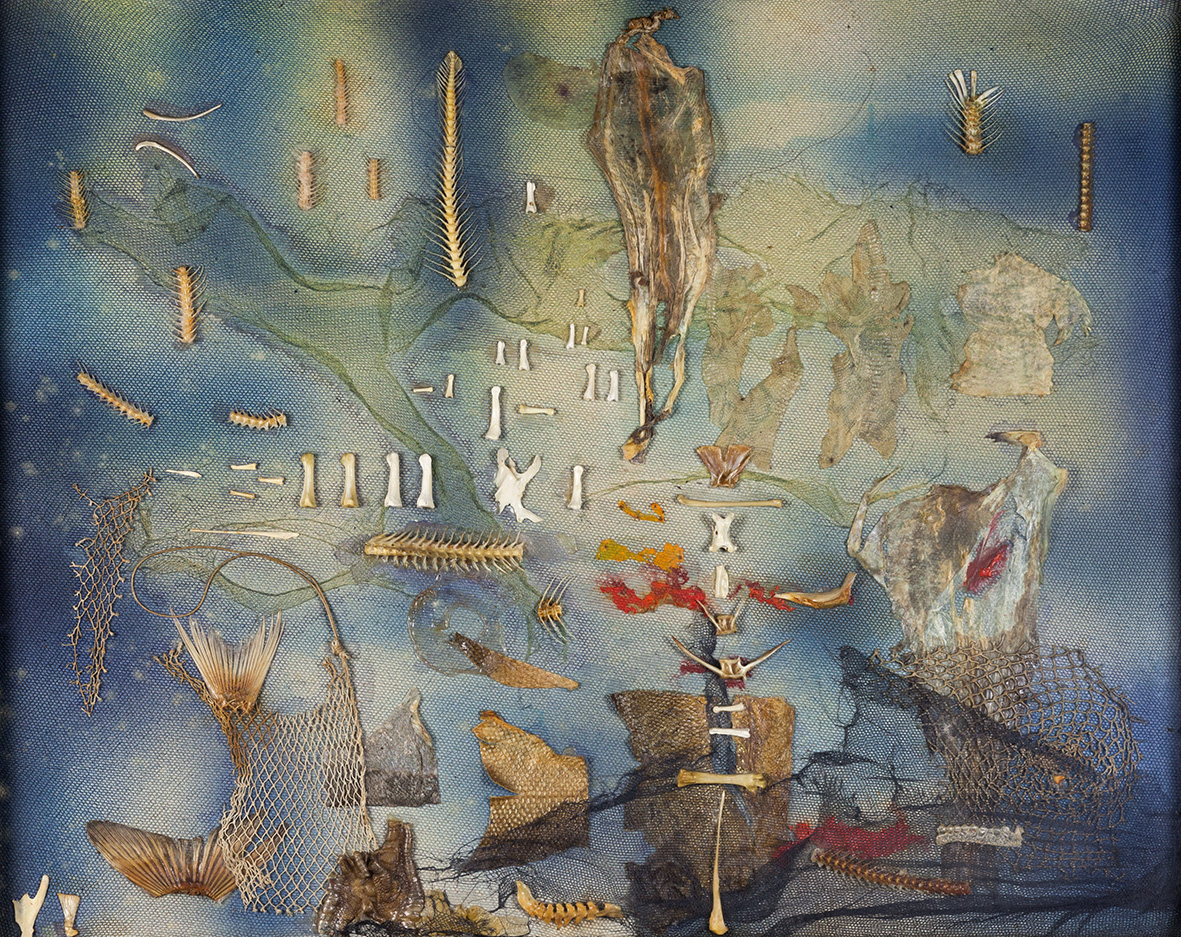Jonasz Stern, //Scena podwodna//, 1969, technika mieszana, 67,5 × 83,3 cm, courtesy J.J. Grabscy
