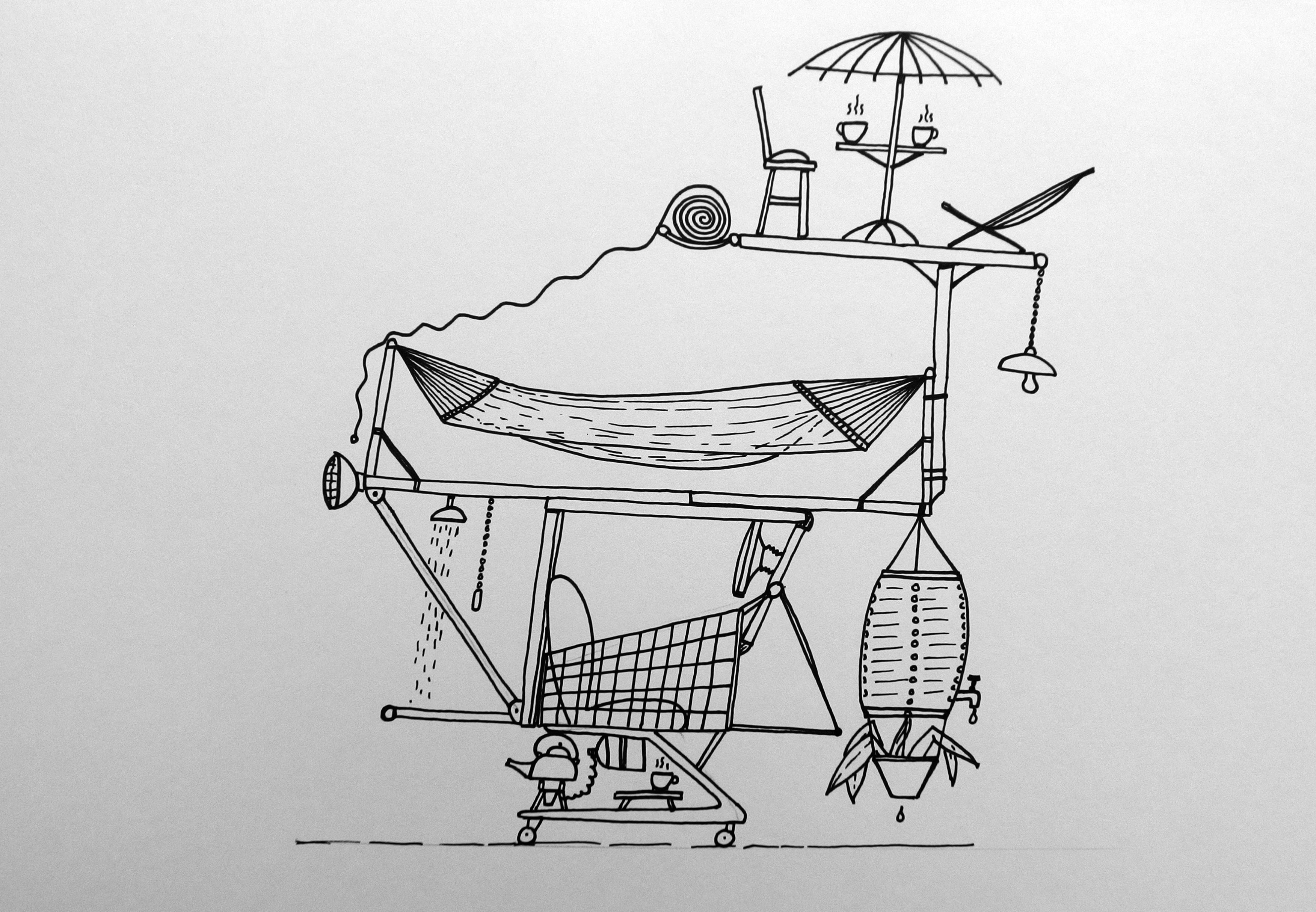 Rainer Prohaska, //Shopping Cart Motor Home//, 2016, projekt instalacji, © R. Prohaska