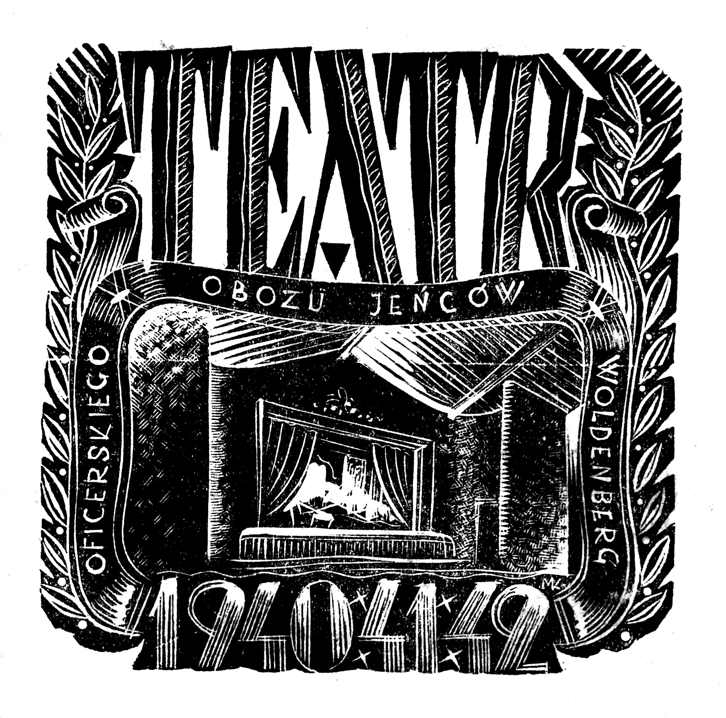 Jan Knothe i Stanisław Żukowski, okładka zbioru grafik wykonanych z okazji Tygodnia Teatru, Oflag II C Woldenberg, 1942, courtesy Muzeum Teatralne w Warszawie