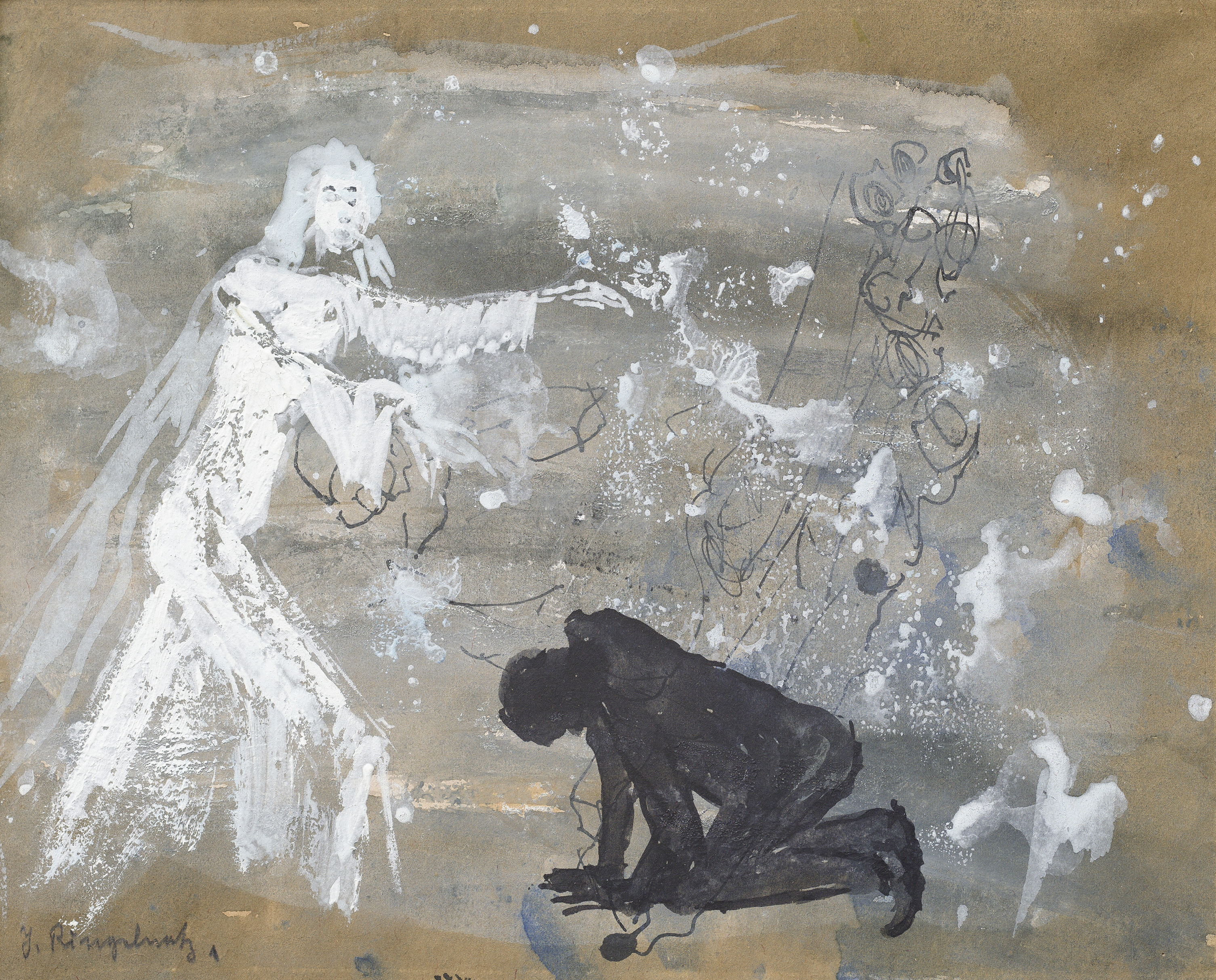 //Bez tytułu// (//ohne Titel//), niedatowane, akwarela, biel kryjąca, tusz / papier, 19 × 15,5 cm, courtesy Muzeum Joachima Ringelnatza, Cuxhaven