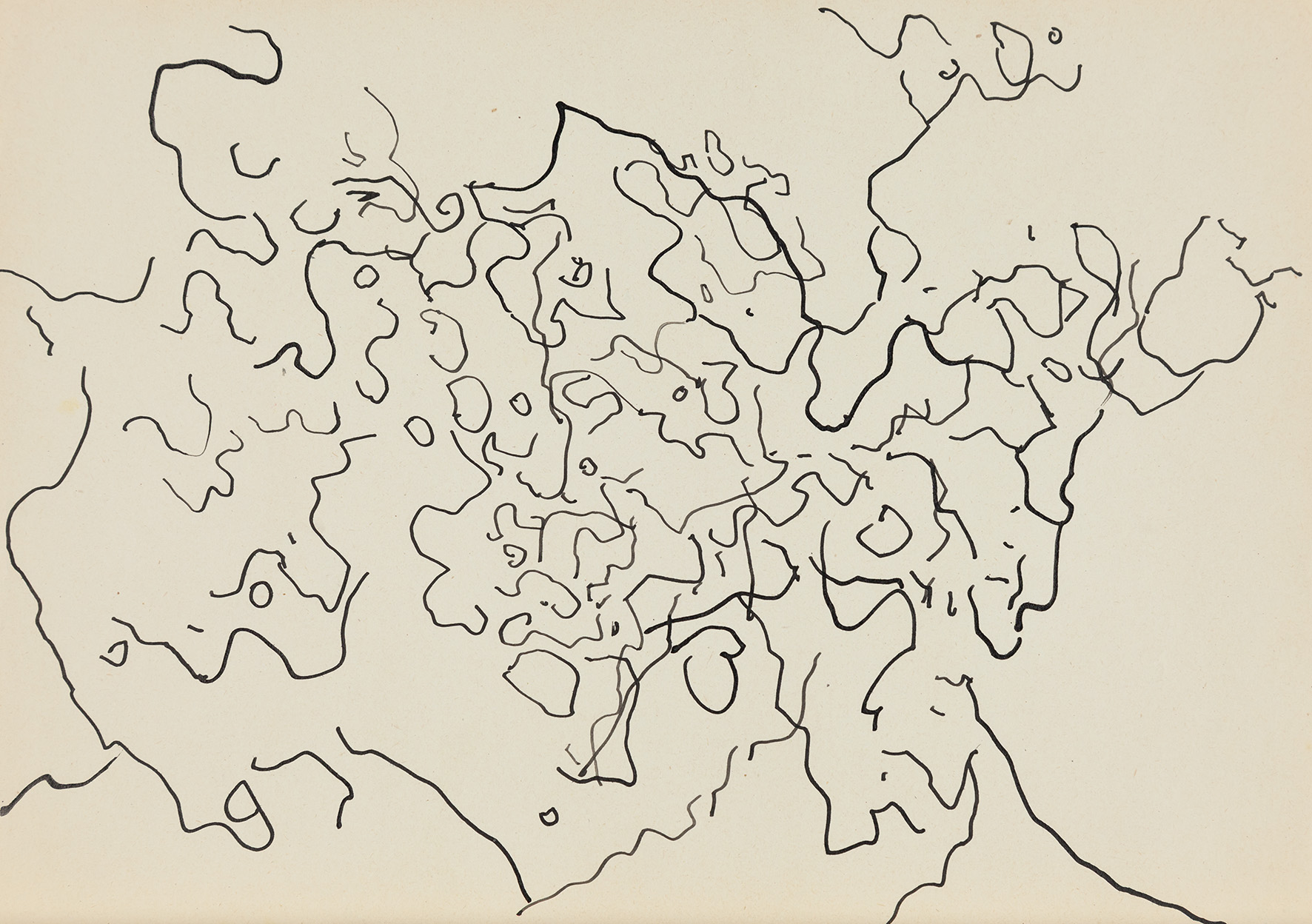 Dietrich Helms, //bez tytułu//, 1957, tusz / papier, 21 × 29,7 cm, Kolekcja MOCAK-u