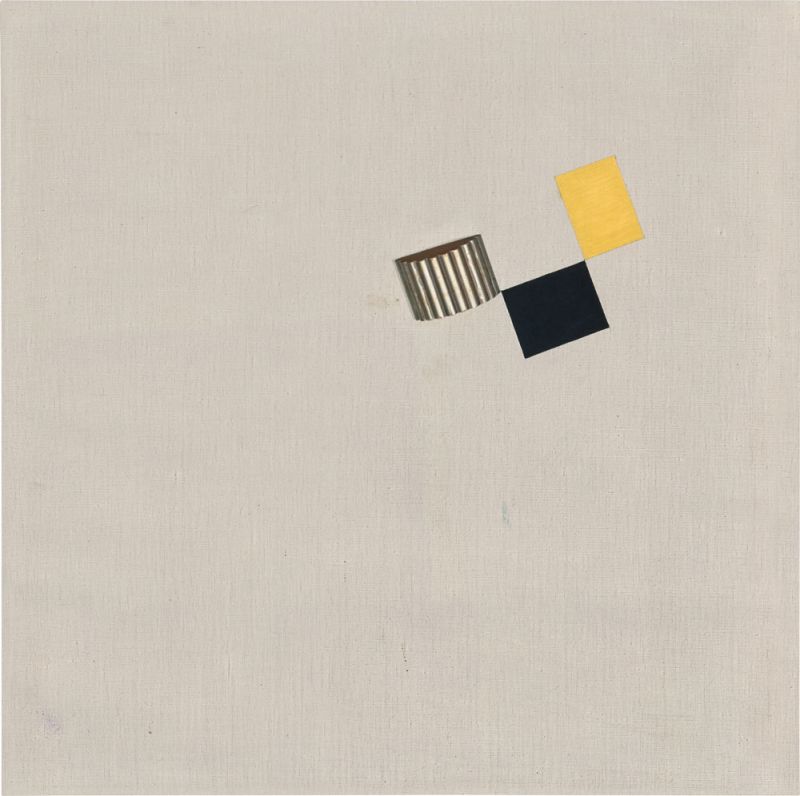 Friedrich Vordemberge-Gildewart, //K 63//, 1931, olej / płótno, z zamontowanym drewnianym elementem, 60 × 60 cm, Kolekcja Dietera i Si Rosenkranzów, Berlin, courtesy Vordemberge-Gildewart Foundation, Switzerland