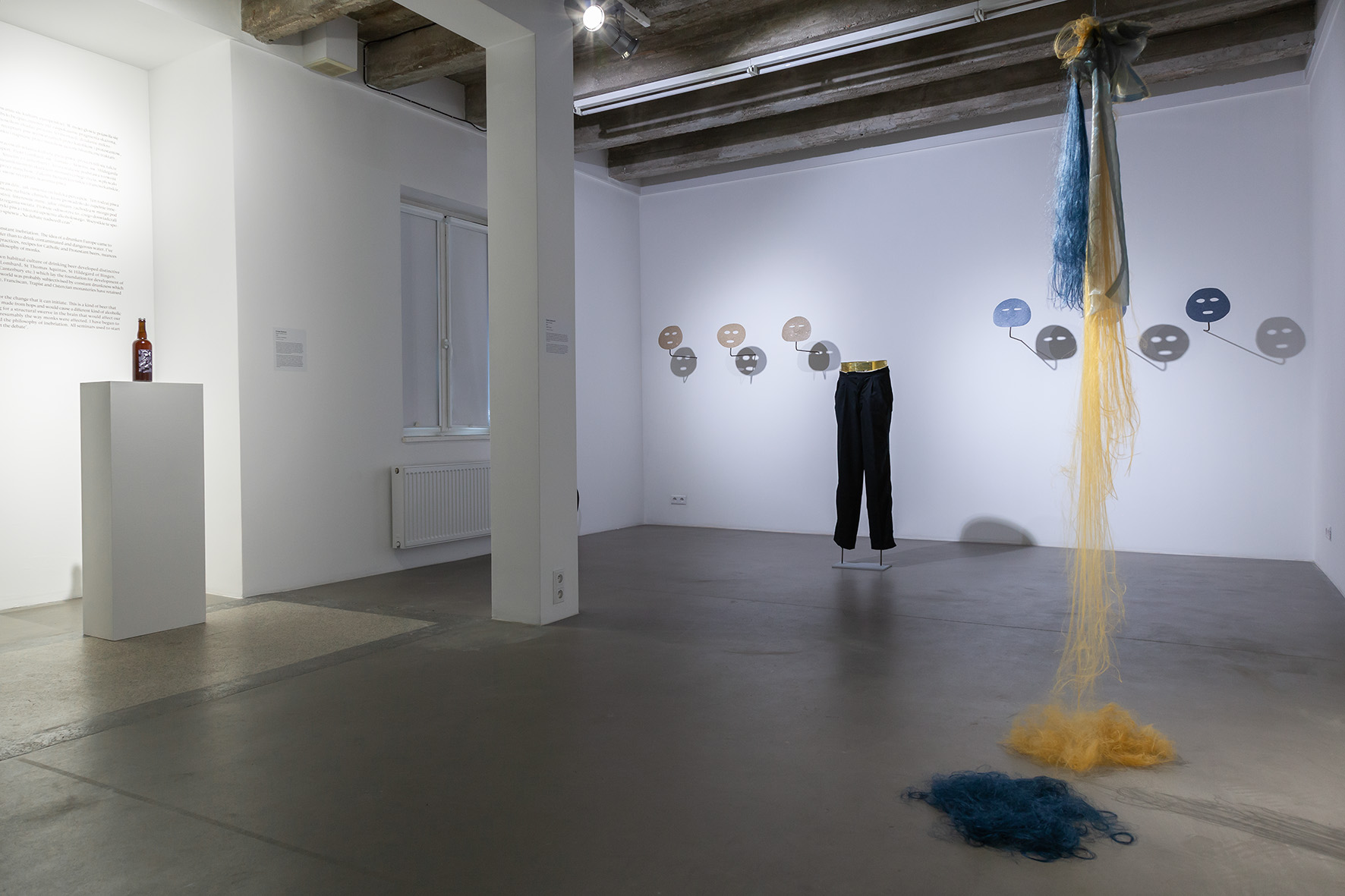 //Play within the Walls of the Academy// exhibition. From left, works by: Vytenis Burokas, Ona Juciūtė, Elinga Garuolytė, photo: R. Sosin