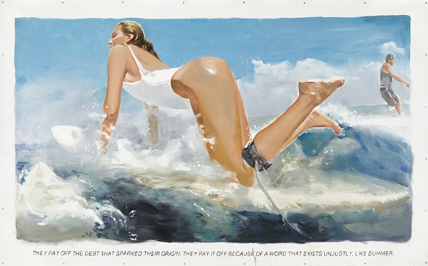 Muntean/Rosenblum, bez tytułu [Spłacają dług…], 2017, olej / płótno, 262 × 430 cm, courtesy Muntean/Rosenblum, Galeria Mário Sequeira, Braga