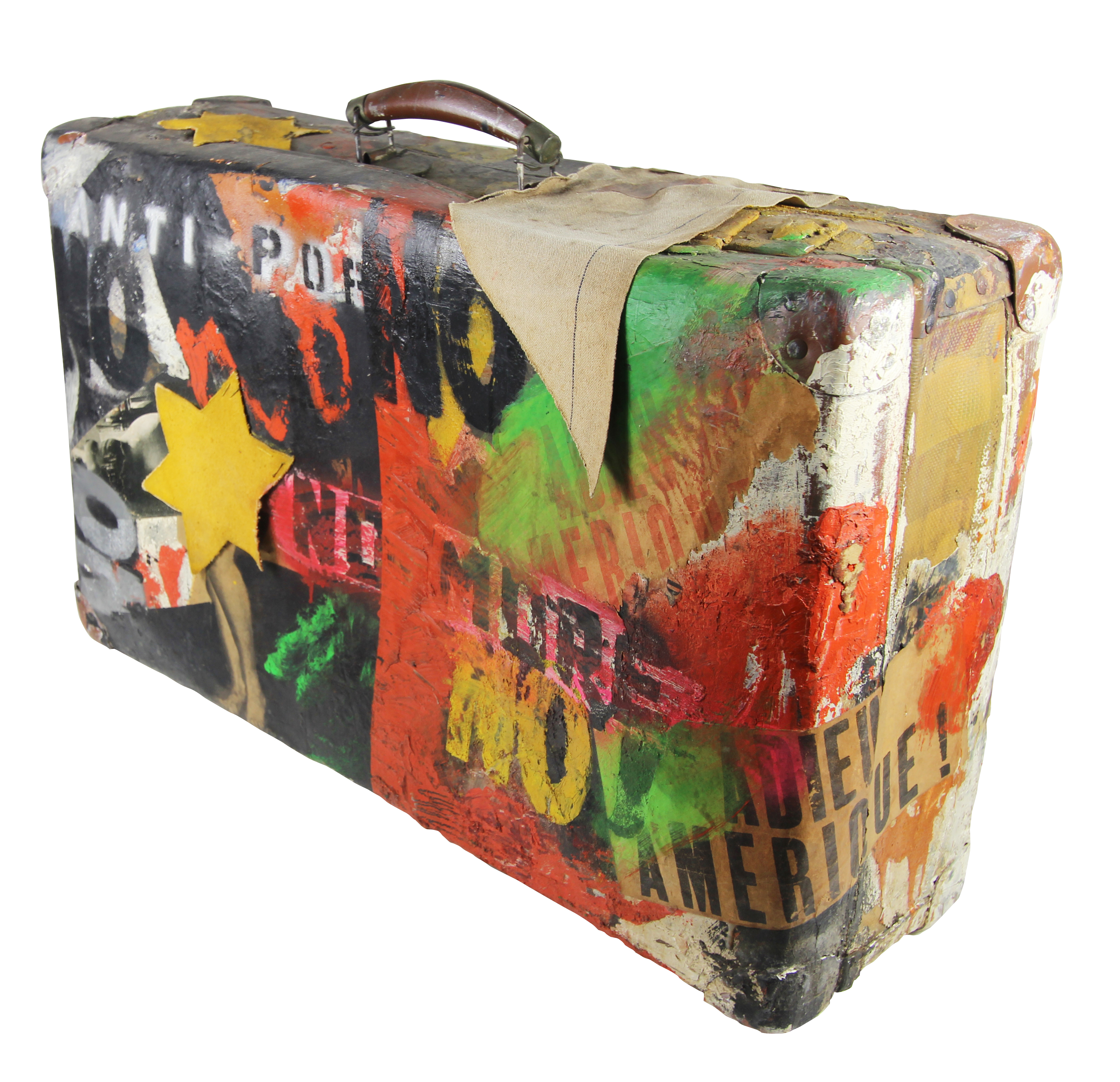 Boris Lurie, //Immigrant’s NO Suitcase (Anti-Pop)//, 1963, mixed technique, 38.1 × 58.4 × 17.8 cm, courtesy of Boris Lurie Art Foundation