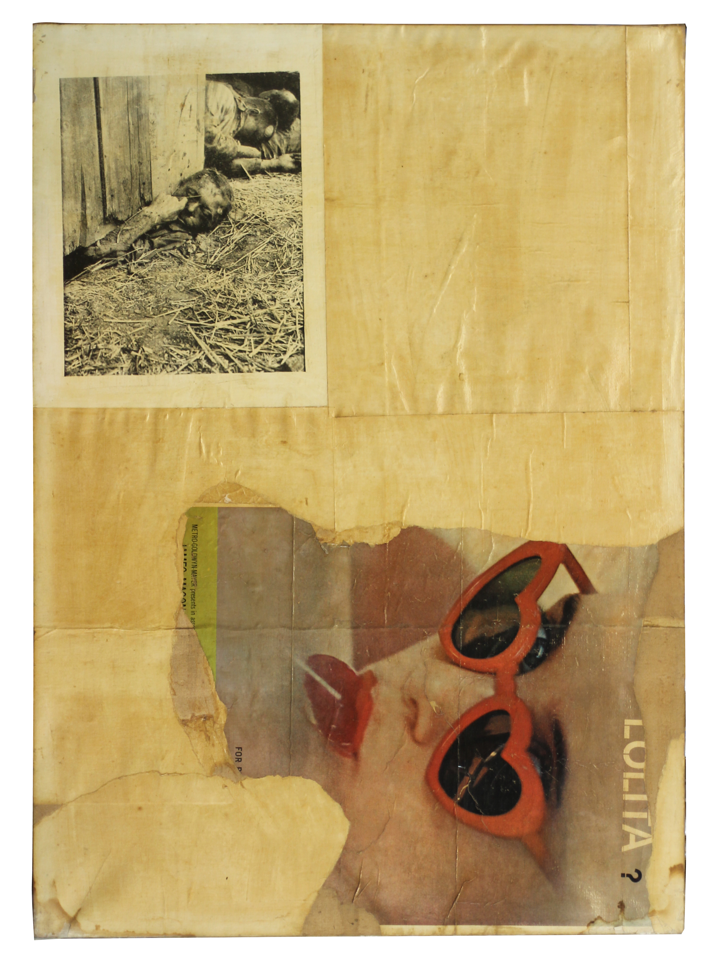 Boris Lurie, //Lolita//, 1962–1963, collage / canvas, 142.2 × 102.9 cm, courtesy of Boris Lurie Art Foundation