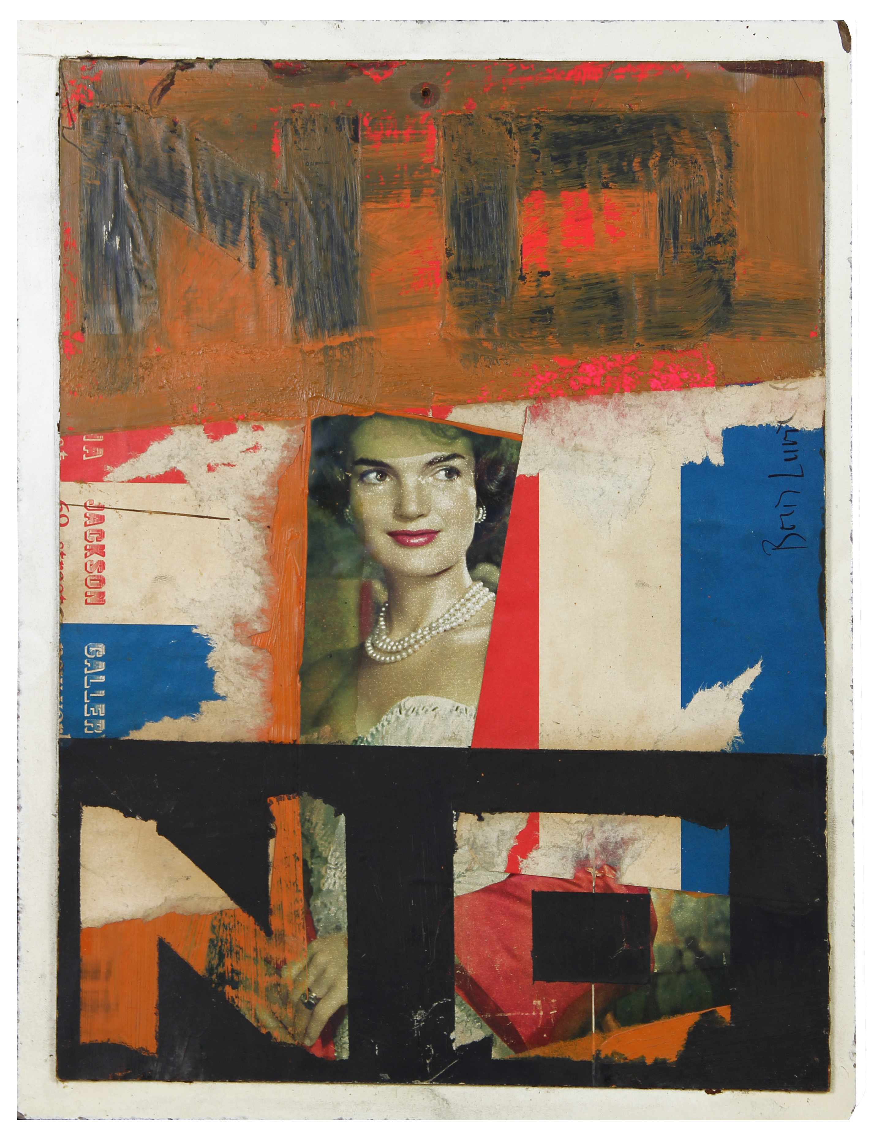 Boris Lurie, //NIE z Panią Kennedy//, z cyklu //Nie!obrazy//, 1963, kolaż / płyta, 35,6 × 27,3 cm, courtesy Boris Lurie Art Foundation
