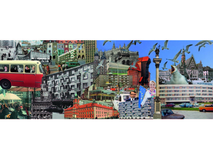 Alicja Biała, //Świetlicki’s Cities//, 2018, collage, 120 × 42 cm, courtesy of A. Biała