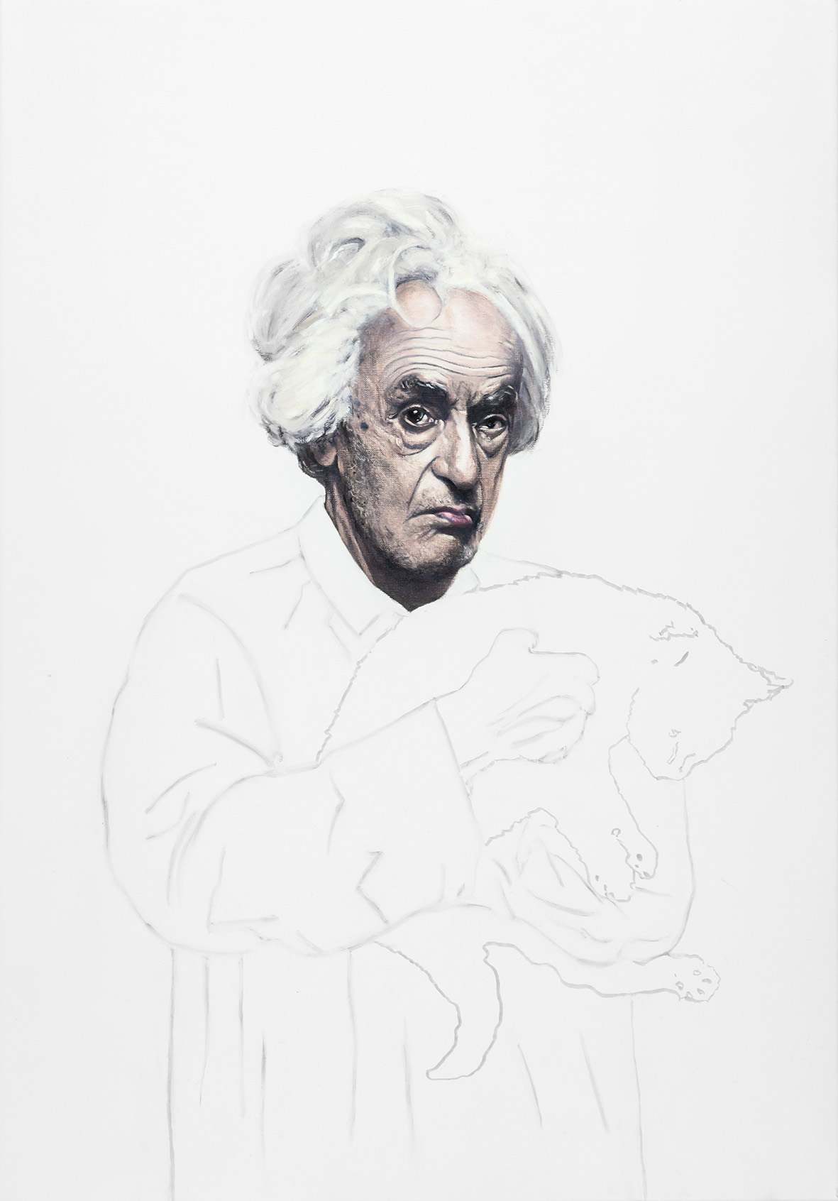 Beata Stankiewicz, //Jonasz Stern//, z cyklu //10 Żydów, którzy rozsławili Polskę//, 2018, olej, flamaster wodny / płótno, 100 × 70 cm, Kolekcja MOCAK-u, fot. R. Sosin