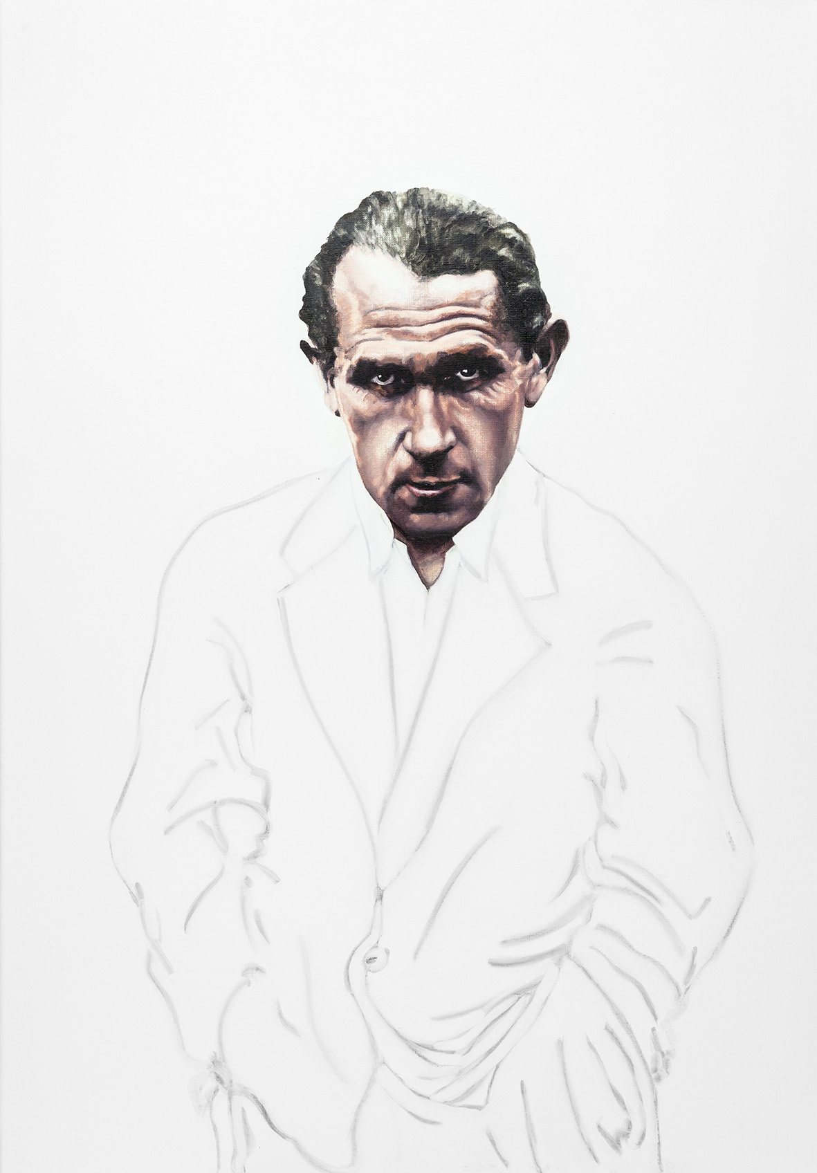 Beata Stankiewicz, //Bruno Schulz//, z cyklu //10 Żydów, którzy rozsławili Polskę//, 2018, olej, flamaster wodny / płótno, 100 × 70 cm, Kolekcja MOCAK-u, fot. R. Sosin