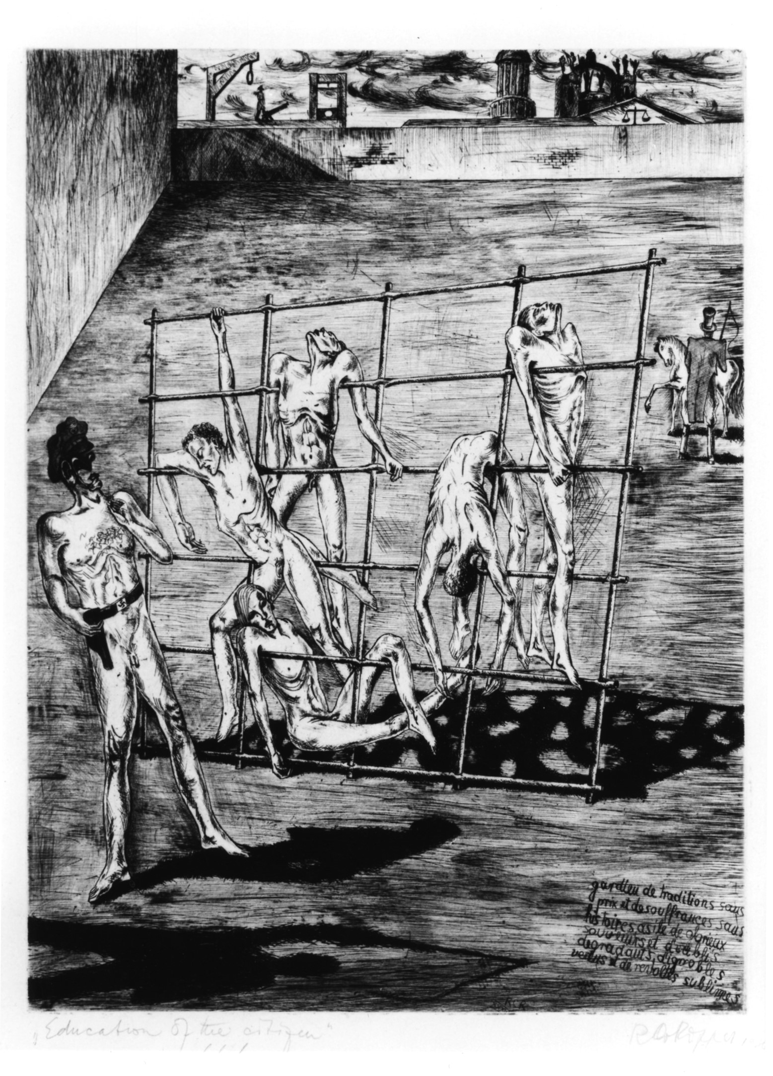 Rudolf Carl von Ripper, //Wychowanie obywatela//, 1938, akwaforta, 29,7 × 39,7 cm, courtesy Sachsenhausen Museum and Memorial Site