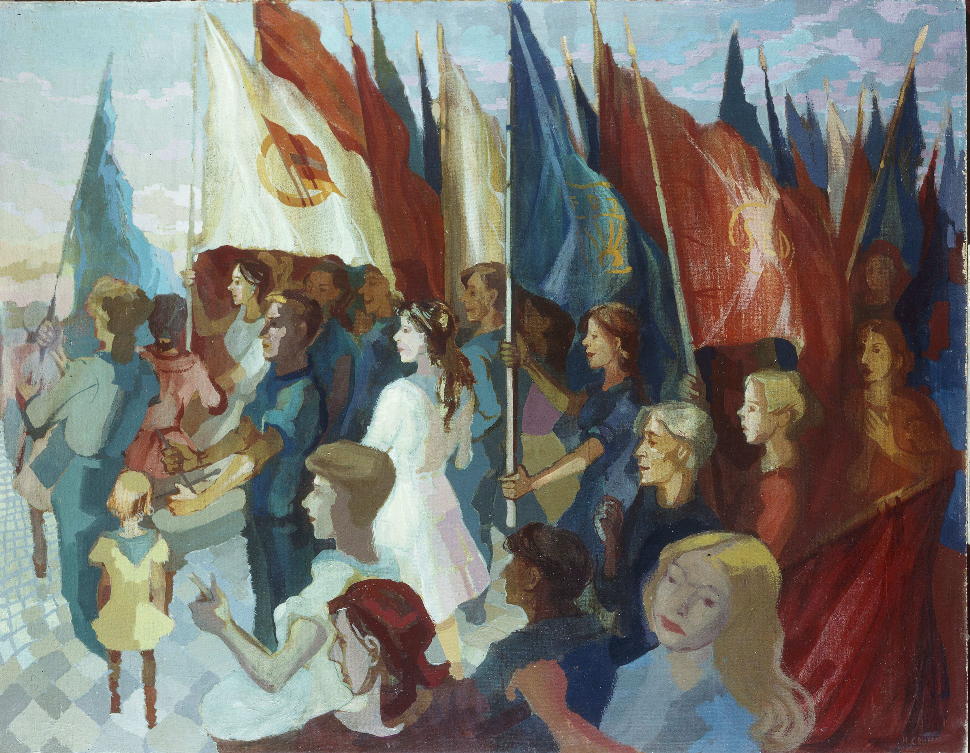 Hans Grundig, //Demonstracja młodzieży II//, 1951, olej / deska, courtesy Museum of Fine Arts Leipzig 