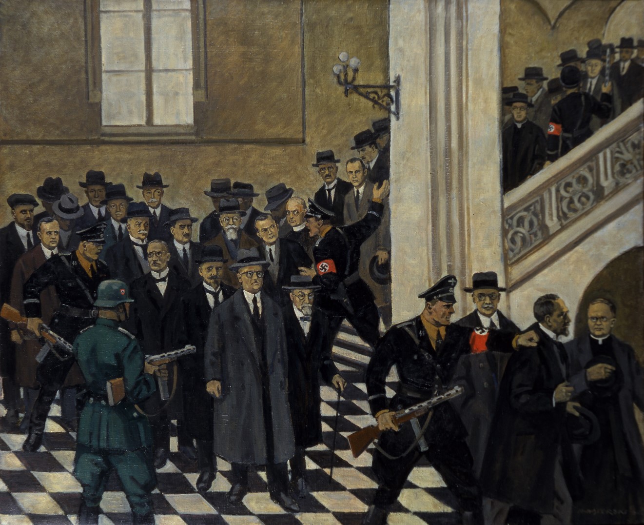 Mieczysław Wątorski, //Aresztowanie profesorów UJ, 6.XI.1939 r.//, poł. XX wieku, olej / płótno, courtesy Muzeum Uniwersytetu Jagiellońskiego 