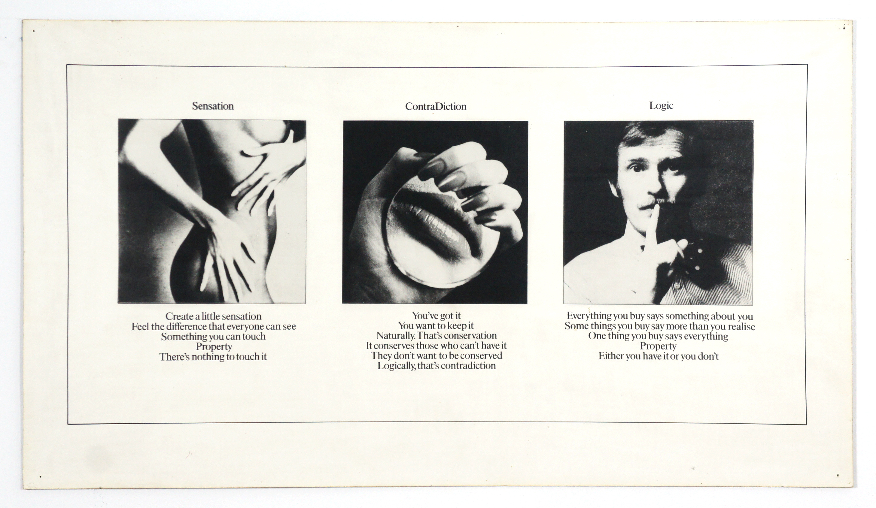 Victor Burgin, //Odczucie/Sprzeczność/Logika//, 1974 (z wystawy w 1975)