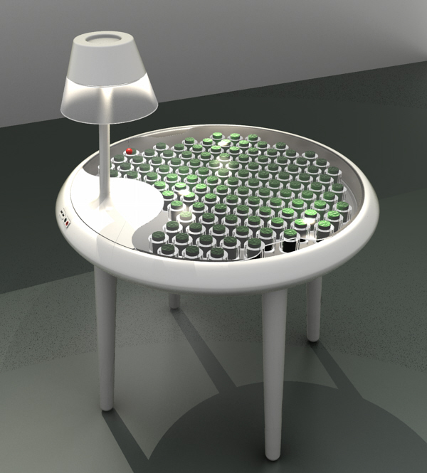 //Stół z mchu//, 2011, projekt: Paolo Bombelli, Alex Driver, Carlos Peralta, wizualizacja: Institute for Manufacture, University of Cambridge