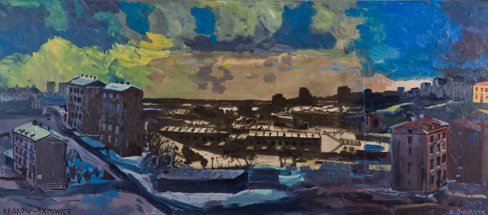 Edward Dwurnik, //Batowice//, 2009, akryl / płótno, 120 x 280 cm, Kolekcja MOCAK–u
