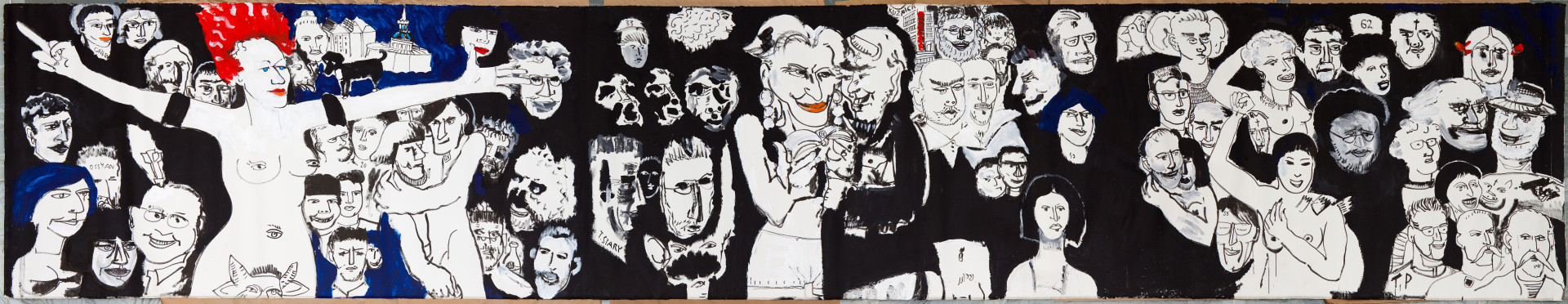 Edward Dwurnik, //Krakusypokażtacomata//, 2005, akryl / płótno, 160 × 830 cm, Kolekcja MOCAK–u