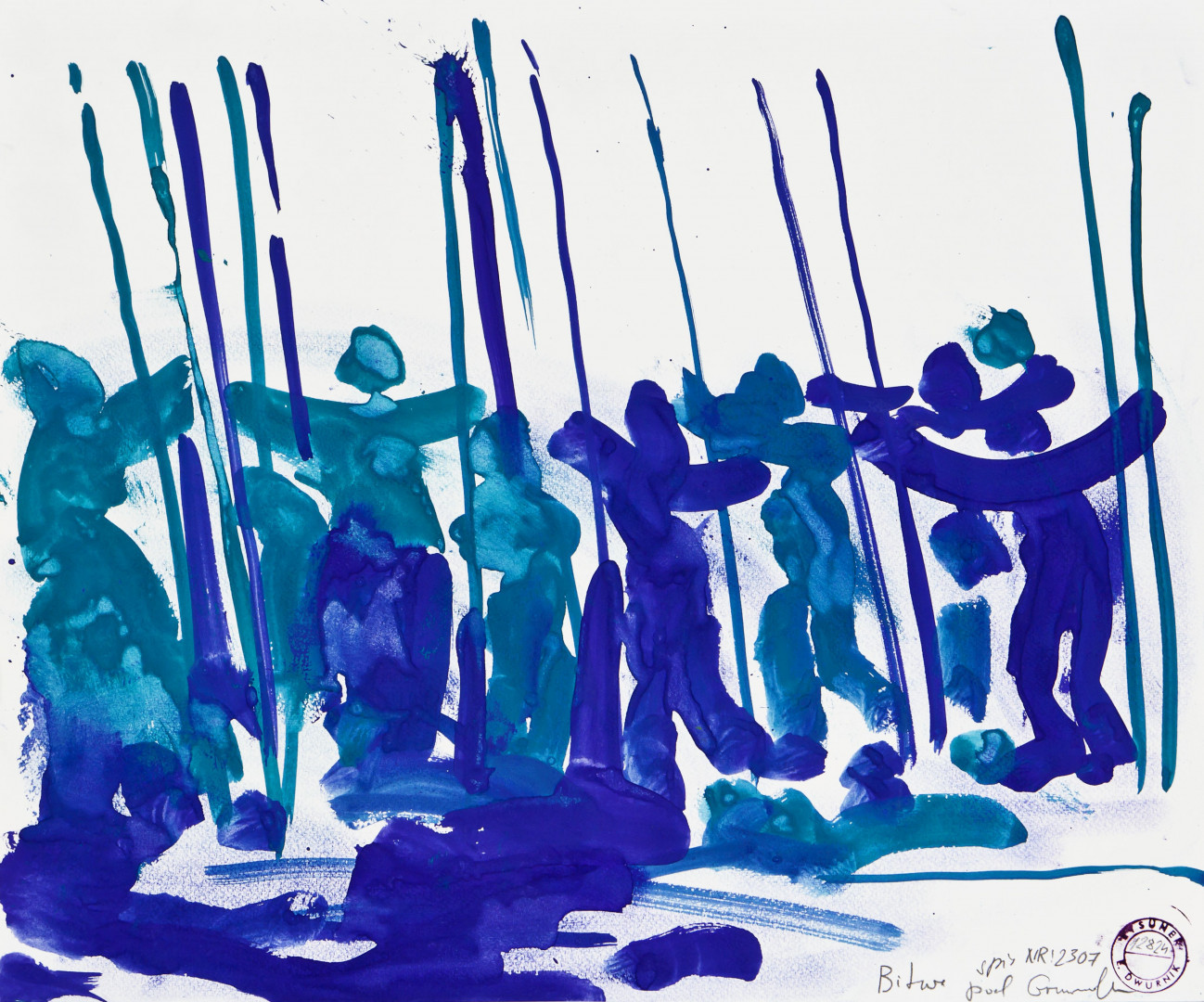 Edward Dwurnik //Szkice do obrazu „Bitwa pod Grunwaldem”//, 2010, akwarela, ołówek / papier, 46 × 55 cm, Kolekcja MOCAK–u